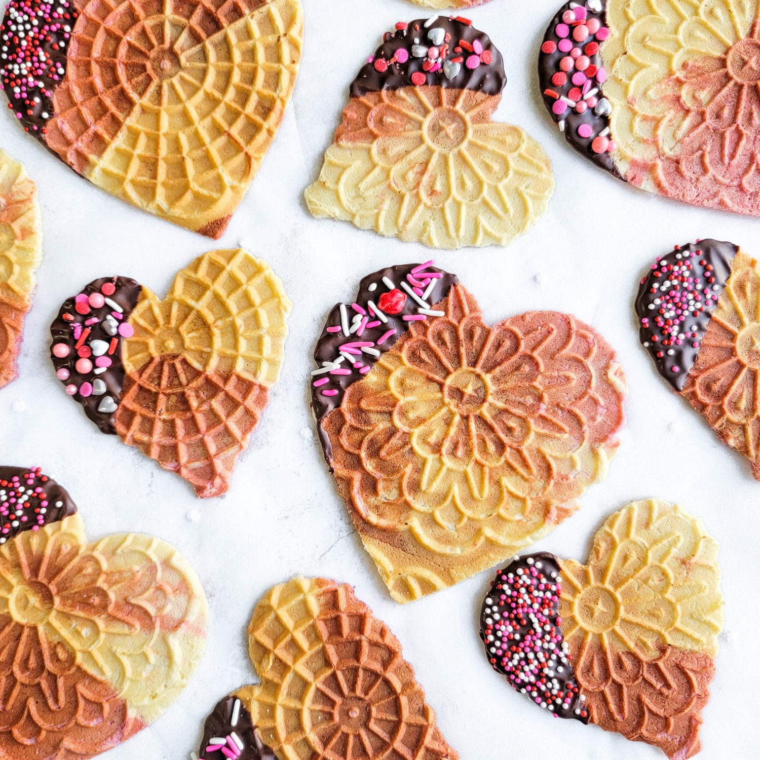Vanilla/Strawberry or Raspberry Pizzelle Cookies Tina Zaccardi Bakes