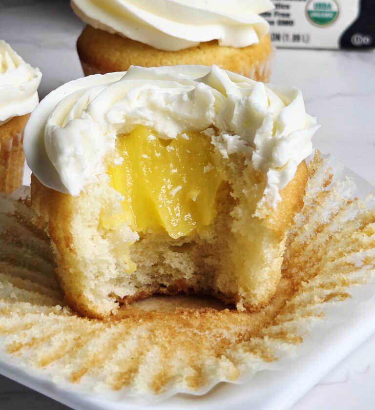 Lemon Curd filled Lemon Cupcakes