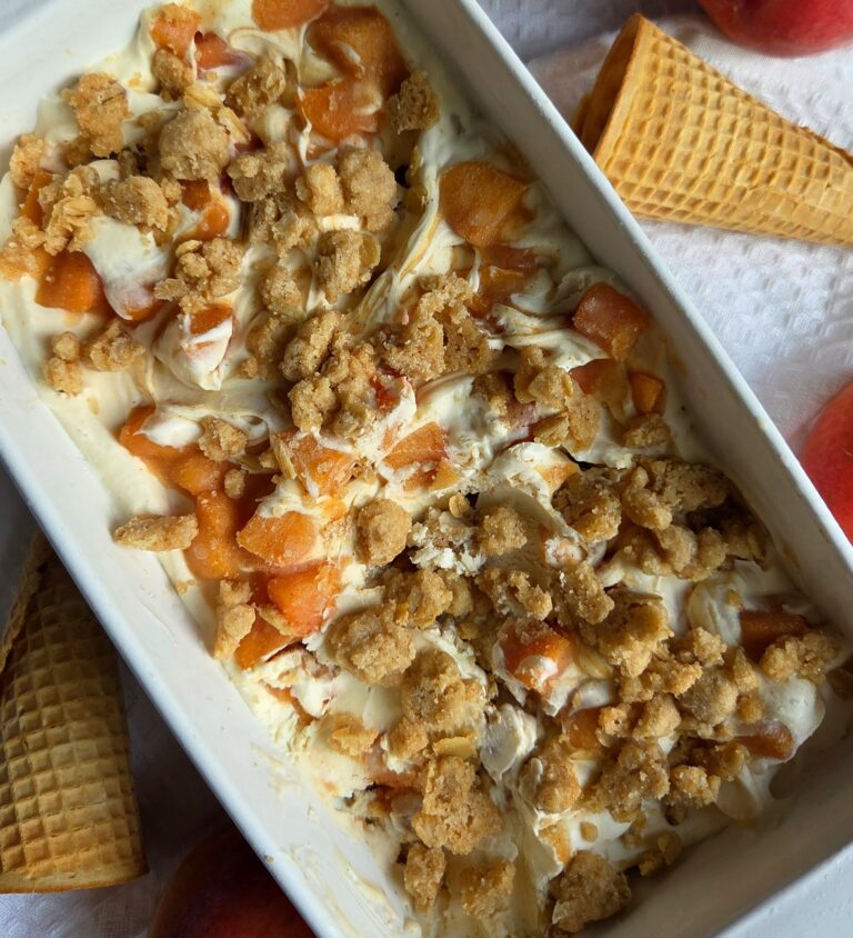 Peach Crumble Pie No-Churn Ice Cream